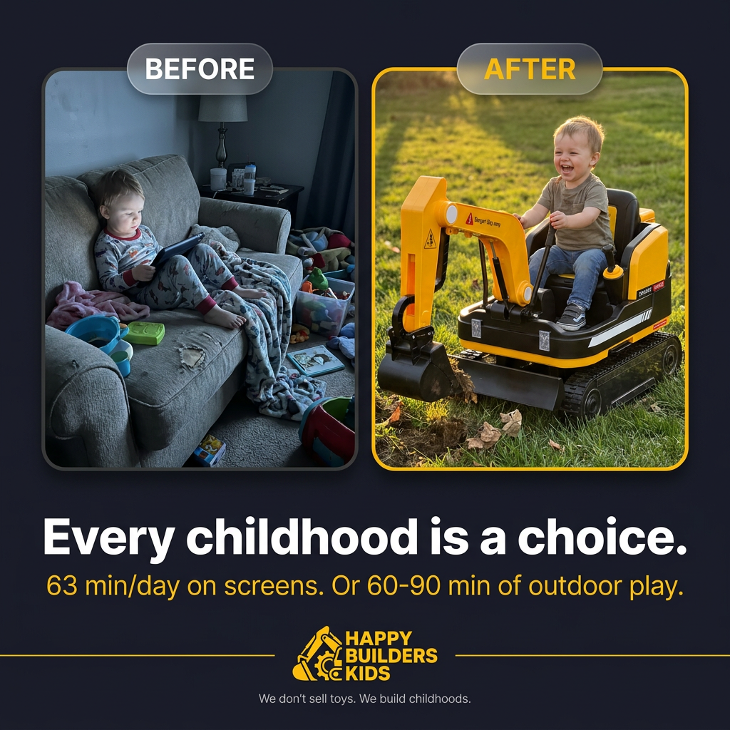 Kids Ride-On Excavator — Real Tracks, 360° Rotation, Rear Passenger Platform